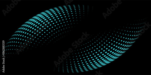3D blue techno background. Big data visualization on dark space with dotted lines shape effect decoration. Modern graphic design element dots circle style