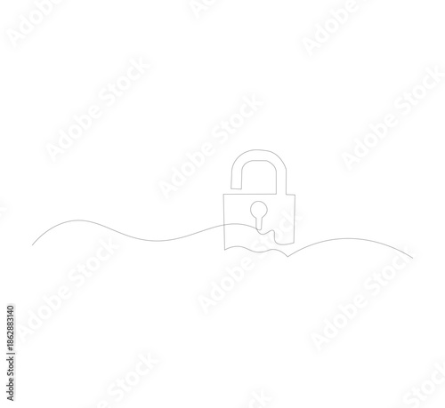 continuous one line image of padlock. safety privacy security concept in simple linear style. Secret icon in editable strokes. Contour vector illustration