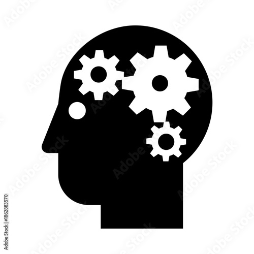 human head silhouette with gears