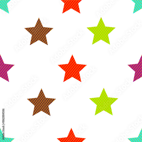 Colorful wafer seamless pattern in star style. Fun wafer pattern background. Cute star wafer pattern. Playful wafer biscuit pattern.