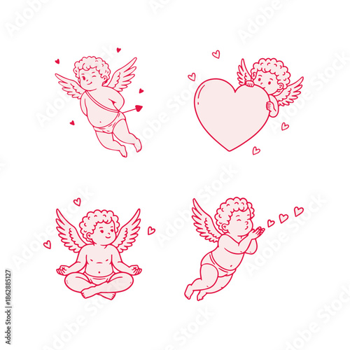 Cupid Illustration, Cupid Vector, Cupid Logo, Romantic Mascot, Love Character, Valentine Cupid Cartoon, Heart Arrow Icon