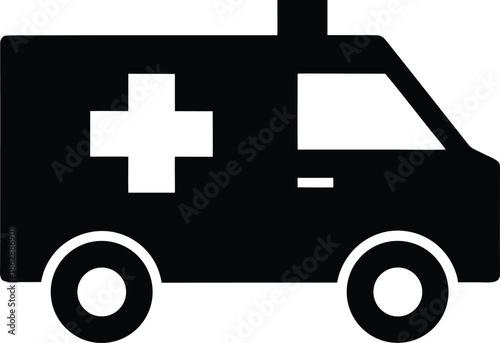 ambulance silhouette vector illustration on transparent background