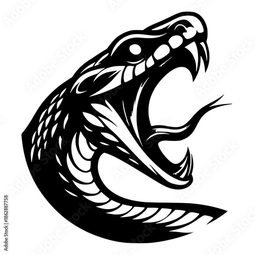 Silhouette of a screaming ferocious snake