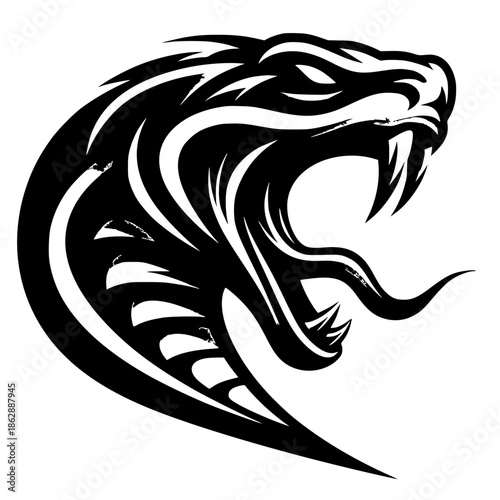 Silhouette of a screaming ferocious snake