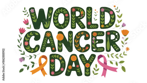 World Cancer Day: Illustration of awareness against disease and support the cause. This image seeks to spark reflection and discussion, fostering solidarity and hope in the global fight.