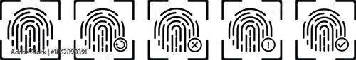Ultimate Biometric Authentication UI Kit – Minimalist Fingerprint Scanner & Security Status Icons.