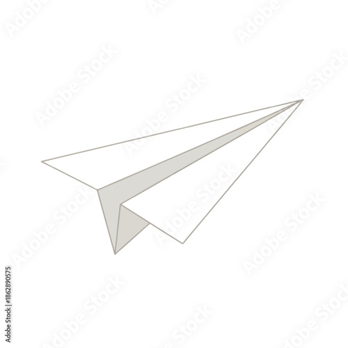 Minimal White Paper Plane Illustration with Geometric Folding and Clean Lines.