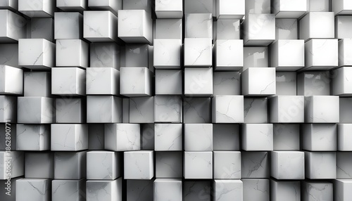 Randomly Shifted White Cube Box Blocks Background Wallpaper with Clean Copy Space