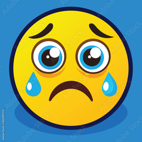 Tearful Yellow Emoji Face Expressing Sadness