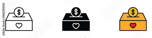 Donation box icon vector. charity, fundraising, and financial support symbol. vector illustration.