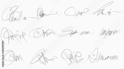 abstract pencil scribbles, Autograph or business signatures pack set of pen handwritten names, Document signatures or handwriting personal name letters,Signature document.eps