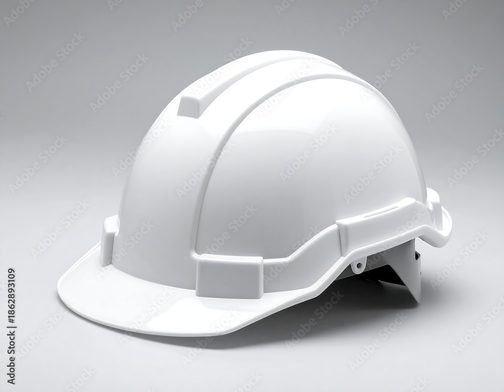 Fototapeta premium White Hard Hat - Safety and Protection in Construction.