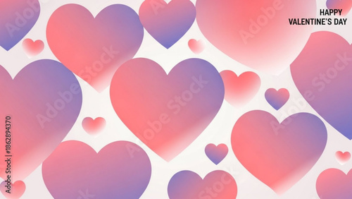Colorful pink and purple heart shapes on white background for valentine's day celebration and love concepts with valentine s day and romance