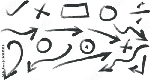 A hand drawn football play diagram with various symbols and arrows