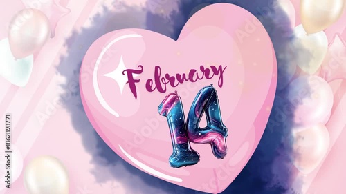 february 14 animated valentine seasonal greetings with pink heart