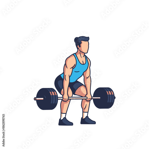 Man lifting barbell during workout exercise.