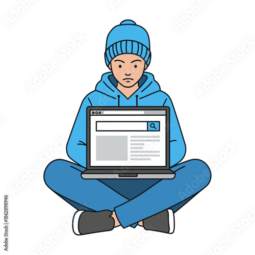 Person Using Laptop Computer.