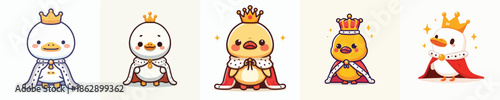 cute duck vector in royal costume