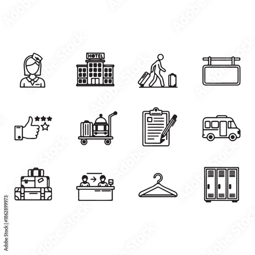 Hotel service including staff building luggage and transport