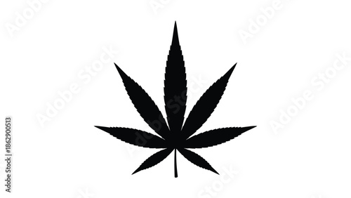 Black silhouette cannabis sativa leaf icon