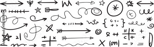 arrow collection of sketch arrows mathematical symbols and doodles