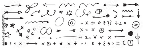 arrow hand drawn doodle arrows and symbol sketch elements