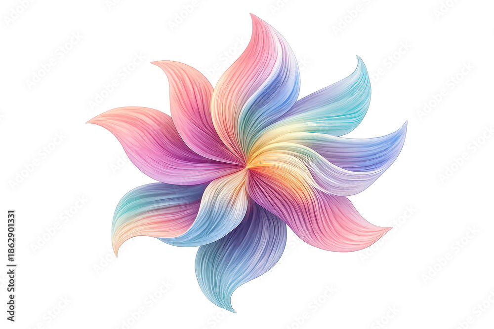 Obraz premium Colorful floral swirl illustration on transparent background image.