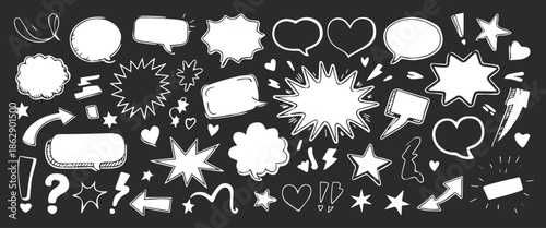 comic outline stickers labels badges and action shapes