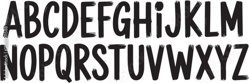 alphabet brushstroke uppercase letters a to z vector font set