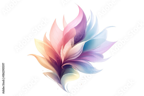 Elegant flower blossom with a transparent background, colorful petals.