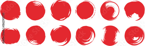 japanese ink circle collection red minimalist art symbols
