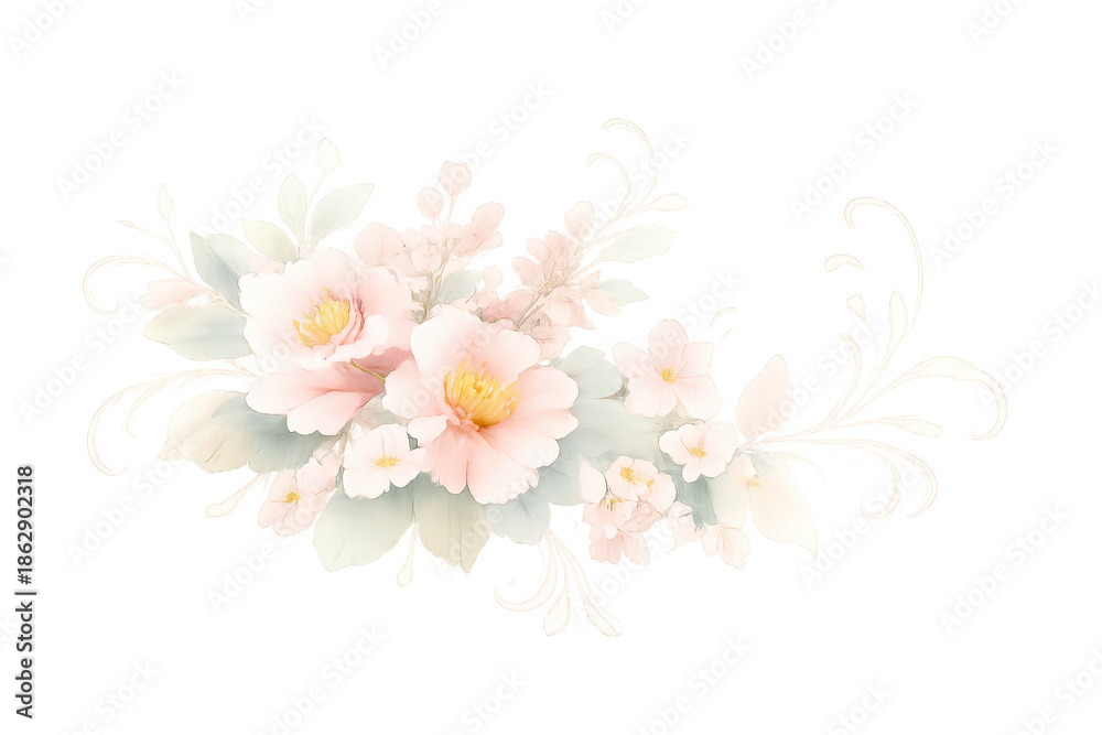Obraz premium Floral arrangement art illustration with transparent background image.