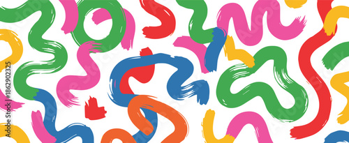 abstract colorful brush marks seamless tile for packaging design