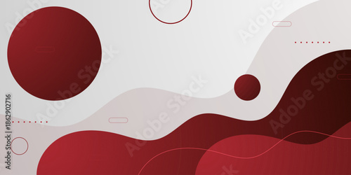 Abstract red banner background. Simple and modern wave shapes pattern on white horizontal background. Modern fluid liquid element concept style.