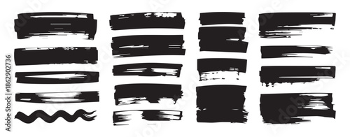brushstroke vector set black ink strokes grid for design