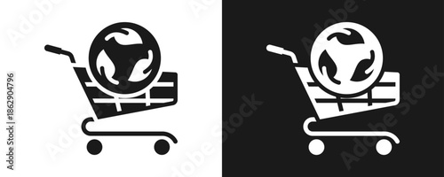 Ethical Shopping Icon Set Glyph In White And Black Background