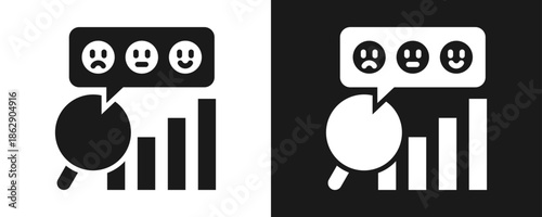 Sentiment Analytics Icon Set Glyph In White And Black Background