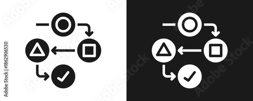 Methodology Icon Set Glyph In White And Black Background