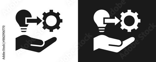 Idea Implementation Icon Set Glyph In White And Black Background