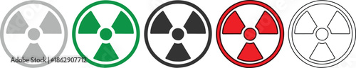 Radiation warning symbols in different colors