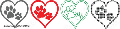 heartshaped pet paw prints collection