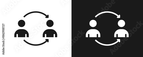 Connection Icon Set Glyph In White And Black Background