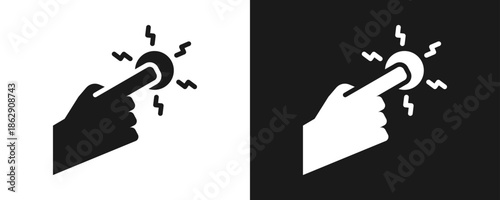 Interact Icon Set Glyph In White And Black Background