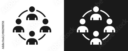 Group Icon Set Glyph In White And Black Background