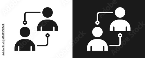 Connect People Icon Set Glyph In White And Black Background