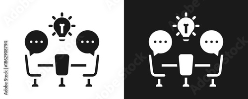 Discussion Icon Set Glyph In White And Black Background