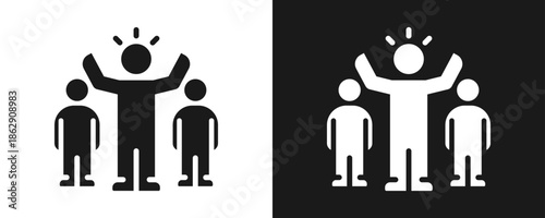 Leadership Icon Set Glyph In White And Black Background