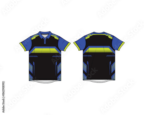 Racing jersey mockup with sharp lines and modern style. Designed for motorsport team uniforms and promotional visuals.