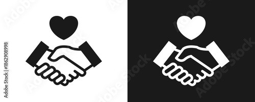 Trust Icon Set Glyph In White And Black Background