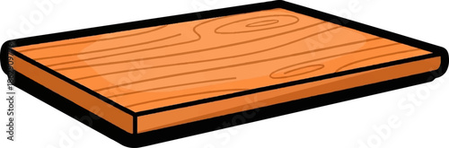 A simple illustration of a rectangular wooden cutting board with a prominent grain pattern